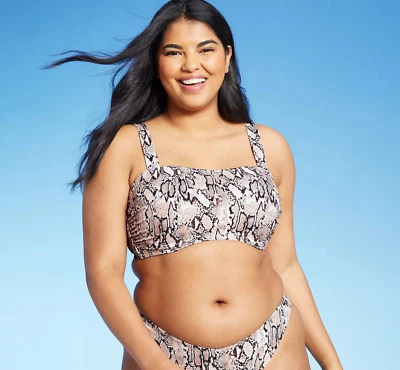 Shade & Shore Women's Light Lift Square Neck Bralette Bikini Top Size 34 C - Изображение 1 из 4