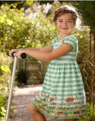 Vestido Matilda Jane Backyard Oasis Aventura Comienza Niñas 14 Verde Floral Rayas Foto 1 de 4