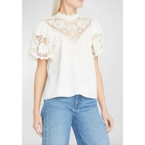 Ulla Johnson Sofia crochet-panel linen blouse Size 8 - Picture 1 of 9