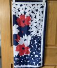 Vintage St Michael Made in Italy Polyester Red Blue & White Square Poppy Scarf 