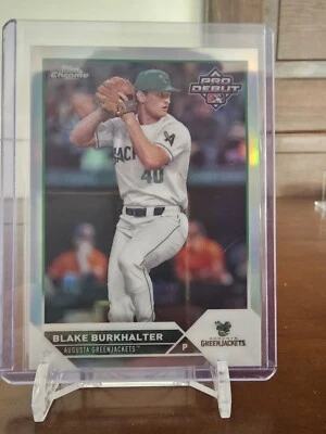 2023 Topps Pro Debut Blake Burkhalter Chrome Refractor PDC-187 #/99! - Image 1 of 3