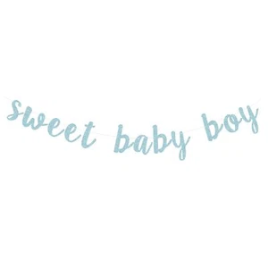 Glittery Sweet Baby Boy Banner for Gender Reveal Party Baby Shower Supply Boy... - Picture 1 of 1