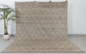 8x10 Tan Charcoal Diamond Pattern Design  Wool Beni Ourain Berber Se-35