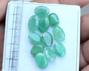 26.00 Ct NATURAL ZAMBIAN FACETED CUT EMERALD OVAL TOP GREEN GEMSTONE UNHEATED - Picture 1 of 3