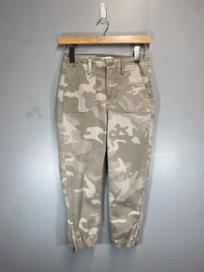 PAIGE Mayslie Cotton Twill Joggers Green Camo Trouser Size 24 - 27W-29W Me+Em - Picture 1 of 12