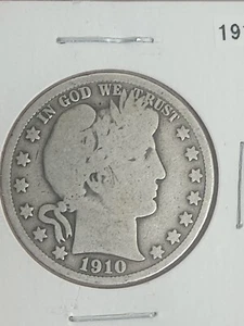 1910 Barber Silver Half Dollar G - Picture 1 of 2