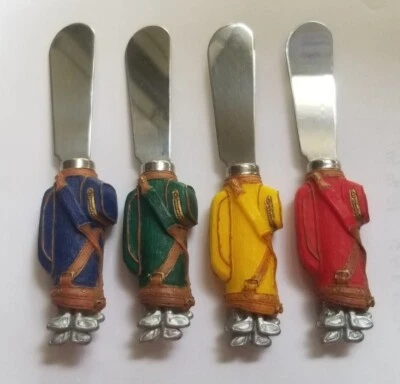Juego De Colección 4 Cuchillos Esparcidores de Bolsa de Golf 5" Boston Warehouse Aperitivos de Acero Inoxidable Foto 1 de 4