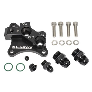 TAARKS Black Oil Filter Block AN10 SR20 Oil Cooler Plate Relocator - Picture 1 of 4