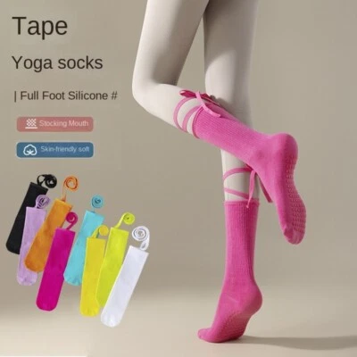 Calcetines de yoga pilates antideslizantes correa cruzada para mujer - ropa deportiva roja rosa Foto 1 de 4