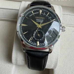 Seiko Classic Black Dial Quartz Watch – 40mm Men's Wristwatch, Leather Band - Picture 1 of 3