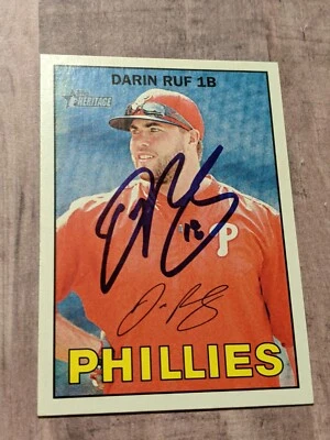 Darin Ruf Signed 2016 Topps Heritage Card #47 COA Philadelphia Phillies Giants - Image 1 of 2