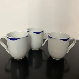 3 Crate & Barrel KAHLA WHITE/BLUE Coffee Mugs Made In Germany NEW - Picture 1 of 12