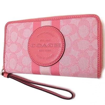 Coach Outlet Signature Stripe Logo Patch Dempsey Zip-Around Wallet C9073 IMRRJ - Image 1 of 3