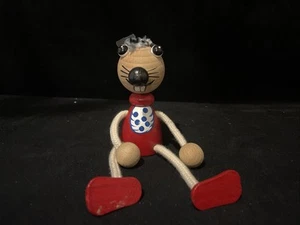 Vintage Rare Wooden Czech Mouse Sitting Figure Bouncy Toy - Picture 1 of 7