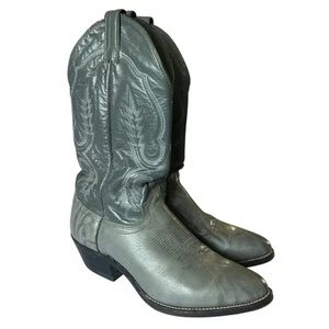Abilene Womens Sz 8.5 D Gray Leather Embroidered Cowboy Boots Western Cowgirl - Picture 1 of 5