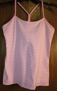 Lululemon 8 Power Y Tank Pink Shell Classic Stripe EUC! Cute! - Picture 1 of 18