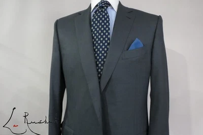 Ermenegildo Zegna 15MILMIL15 side vent flat front slim cut full canvas suit 44 L - Image 1 of 4