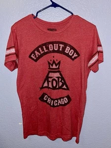 Fall Out Boy Shirt Mens Small Red Short Sleeve FOB Band Concert Tee Chicago Rock - Picture 1 of 3