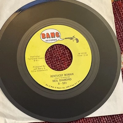 1967 Neil Diamond – Kentucky Woman / The Time Is Now 45 RPM Foto 1 de 2