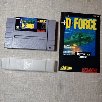 Offical 1991 Super Nintendo SNES D-Force Game Cartridge & Game Manual - Image 1 of 4