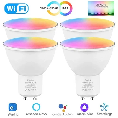 4X WiFi GU10 Smart LED Light Bulb RGB Dimmable Lamps 5W Music Syncs Alexa Google - Image 1 of 4