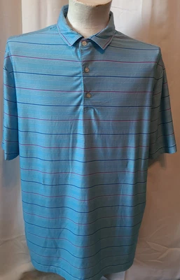 Men's Hickey Freeman partial button front S/S polo shirt - L - Poly & Spandex - Image 1 of 4