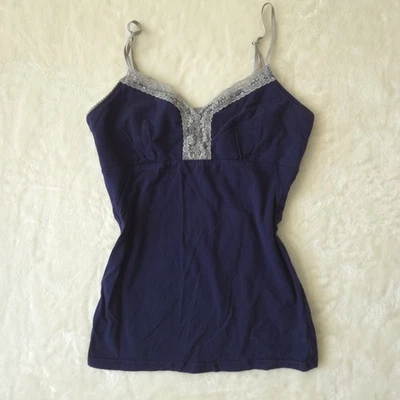 Babydoll Tank Top Sz S Y2K Style Cami Lace Dainty Navy Bella Swan Elena Gilbert - Image 1 of 4