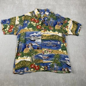 Vintage Reyn Spooner Hawaiihemd Herren Large Rayon Aloha Scenic Floral Print Camp - Bild 1 von 8