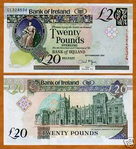 Banco de Irlanda, Norte, 20 libras, 2007, P-80, UNC - Imagen 1 de 1