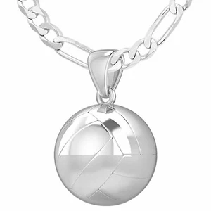 Mujer925 Plata de Ley 3D Pequeño 13mm Voleibol Bola SPORTS Collar con Colgante - Imagen 1 de 12