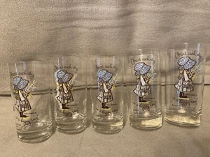 1972 Holly Hobbie American Greetings Start Each Day in a Happy Way 5 glasses - Picture 1 of 2
