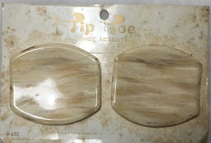 Pair Vintage Tip Toe Shoe Accents Buckles Marble Toned Plastic - Picture 1 of 2