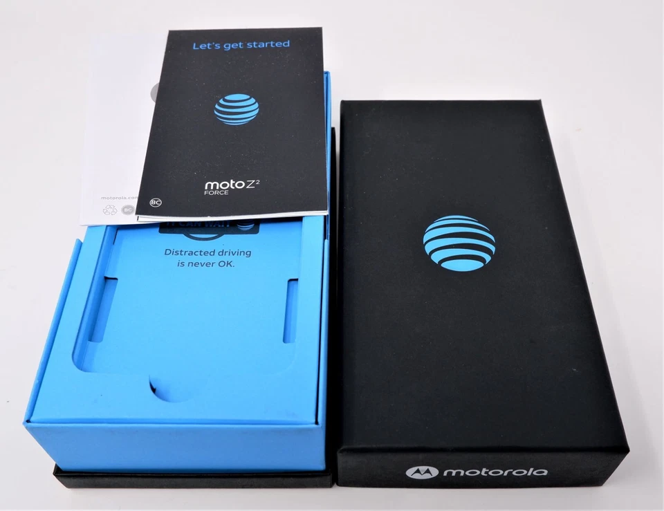 MOTOROLA MOTO Z2 FORCE AT&T BLACK 64GB EMPTY PHONE BOX WITH MANUAL - NICE! - Image 1 of 1