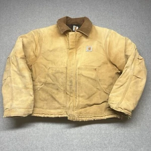Vintage Men’s Carhartt Jacket Detroit Large Arctic J22 CHT USA Full Zip Tan - Picture 1 of 16