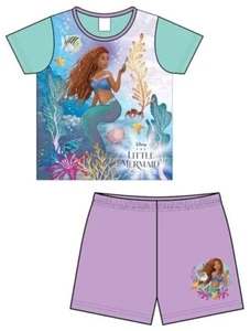 Official Girls Kids Little Mermaid Shorts Pyjamas Set Pjs Pajamas Ages 4 6 8 10 - Picture 1 of 1