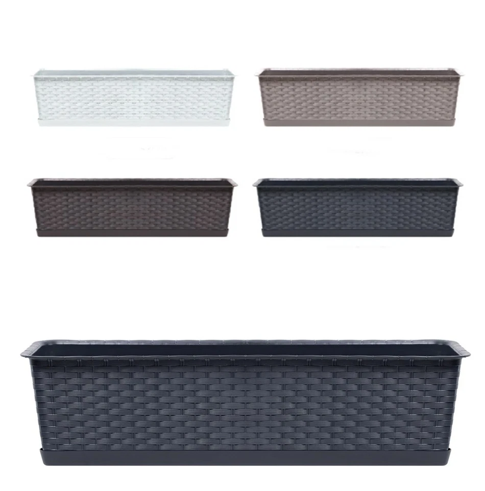 MARKENLOS Blumenkasten Balkonkasten Blumentopf Rattan Optik Metallaufhängung 58cm-88cm NEU