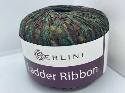 Berlini Ladder Ribbon Yarn #106 Evergreen 50gr 142yds Greens, Brown - Image 1 of 4