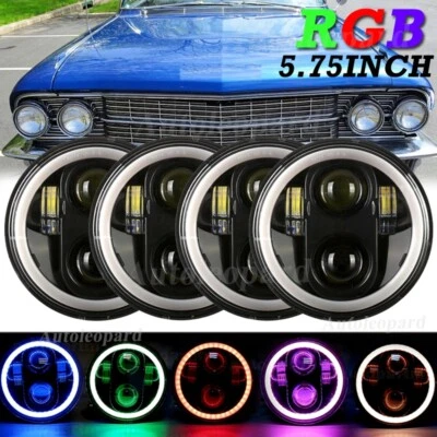 Kit de faróis LED RGB para Cadillac DeVille Eldorado 1962-74 4 peças 5,75 polegadas 5-3/4" - Imagem 1 de 4