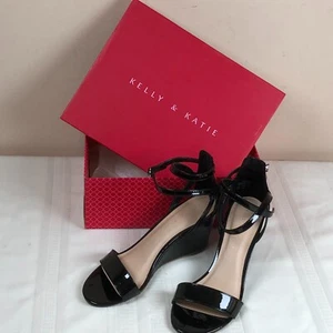 Zapatos Kelly & Katie para mujer charol negro zapatos de cuña correa para el tobillo talla 7,5 - Imagen 1 de 16