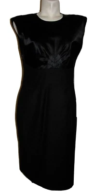 ANNE KLEIN Women's Size 10 Black Silk Bodice Sleeveless Sheath Cocktail Dress - Image 1 of 4
