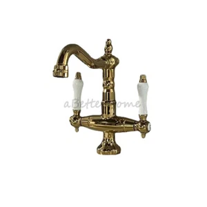 French Vintage Double Ceramic Handles Sink Faucet Bathroom Wash Basin Mixer Tap - Picture 1 of 7