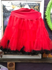 Forever Fifties. Taffeta silky petticoat. Red, black trim. 24-30” waist. - Picture 1 of 2