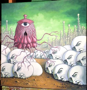 Small Original surreal scene Oil Painting On Canvas, Wall Art, contemporary - Picture 1 of 4