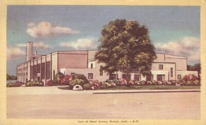 Postal View Naval Armory Detroit Michigan 1947 - Imagen 1 de 2