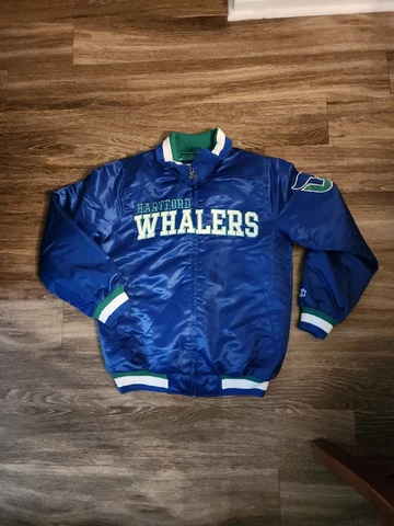 Men's Hartford Whalers Medium NHL Starter Satin Full Zip Jacket New Tags Cover
