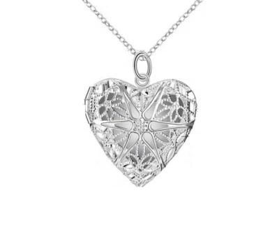 925 Placcato Argento Sposa Stella Cuore Amore Festa Gioielli Collana Regalo - Immagine 1 di 4