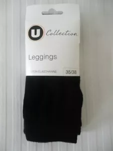 LEGGING COLLANT SANS PIED TAILLE 35/38 MARQUE U COLLECTION COULEUR NOIR - Imagen 1 de 3