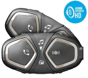 COPPIA INTERFONO CASCO MOTO INTERPHONE CONNECT HD BLUETOOTH RADIO CUFFIA 40mm - Picture 1 of 5