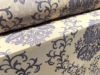 Power Mesh Net Stretch Spandex Fabric, Per Metre - Damask print - Vanilla & Grey - Image 1 of 4