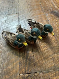 3 Vintage Lot Mallard Duck For Arrangements - 3D With Feathers & Wires - Retro - Picture 1 of 3